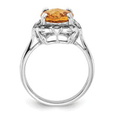 Sterling Silver Citrine & Diamond Oval Ring